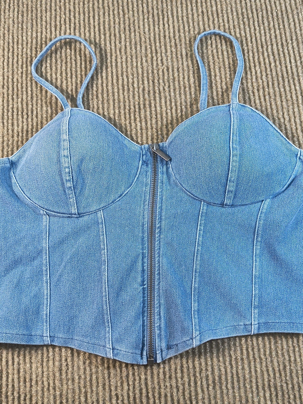 No Boundaries Denim Corset Top  Size L(12-14) Bustier Crop Top Blue
